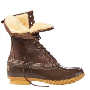 L.L. Bean 10” Dark Brown Shearling-lined Boots